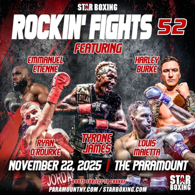 TONIGHT LIVE ON PPV WATCH ON MILLIONS.CO/STARBOXING if you can't be there.. if you can: STAR BOXING'S ROCKIN' FIGHTS LIVE AT THE PARAMOUNT join us!!! #loudeg #mannyetienne #thisguydaffy #joedeguardia #theparamountny #harleyburke0 #thejackpot #ryanorourke99 #musical_valentina #millions_ppv #millionsdotco
