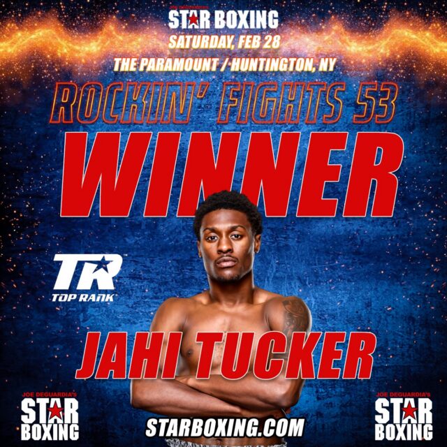 ROCKIN’ FIGHTS 53 RESULTS ⭐️🥊

All four winners were making their first appearances at @TheParamountNY and all four left with emphatic knockout victories! 

In the 10-round middleweight main event, Deer Park’s Jahi Tucker faced St. Paul’s Sona Akale in a high-energy contest from the opening bell. In the sixth round, Tucker unleashed a sustained flurry that forced referee Arthur Mercante Jr. to step in and stop the contest at 1:18 of Round 6 as Akale was backed to the ropes.

Elmont’s fighting marine veteran Peter “Voodoo” Latorre electrified the building against Jose Edgardo Perdomo in a scheduled six-round welterweight bout. Latorre trapped Perdomo in the corner and landed a textbook one-two combination that ended the bout instantly. The official time was 1:09 of Round 1.

Piotr Lacz squared off against Dominique “The Giant Killa” Valera in a scheduled eight-round contest. After connecting with a powerful right hand, Lacz forced Valera into the corner and unleashed a barrage. Referee Arthur Mercante Jr. stepped in to stop the bout at 2:08 of Round 1.

Ronkonkoma’s hard-hitting light heavyweight Ralph “The Great Ape” Clemente wasted no time making an impression against Thomas Turner in a scheduled four-round bout. Clemente delivered a thunderous overhand right that flattened Turner. The referee waved off the bout at 1:07 of Round 1 as medical personnel immediately attended to Turner.

#StarBoxing #RockinFights #LongIslandBoxing #TheParamount #boxing