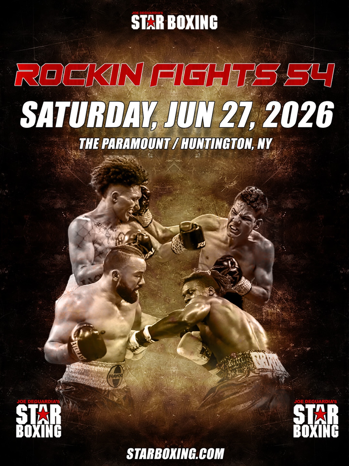 ⭐️🥊 Rockin’ Fights 54 returns to its home venue, @TheParamountNY in Huntington, Long Island for another unforgettable night of world-class professional boxing!

🎟️ Tickets will first be available on @Ticketmaster:

Pre-Sale: Tuesday, March 17, 2026 10AM through Thursday, March 19, 2026 10PM (Pre-Sale Code: STAR)

Public On-Sale: Friday, March 20, 2026

🚨 Make sure to turn on your Star Boxing notifications for all updates on fight announcements and the full bout lineup that will be released soon!

#starboxing #rockinfights #longislandboxing #rockinfights54 #boxing