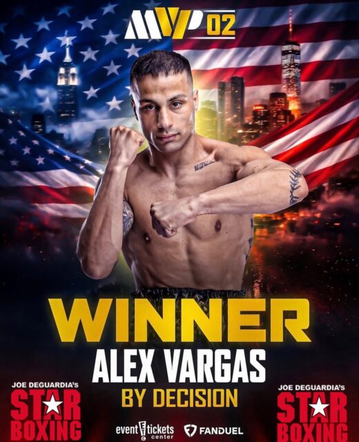 🚨WINNER🚨

⭐️🥊 Joe DeGuardia’s Star Boxing congratulates Alex Vargas as he remains undefeated after a hard fought Unanimous Decision win over previously unbeaten fighter Rani Jalomo at Madison Square Garden live on ESPN!

#starboxing #mostvaluablepromotions #BaumgardnerShin #boxing