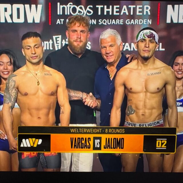 Jake Paul (MVP) and Joe DeGuardia (Star Boxing) with undefeated fighters Alex Vargas & Rani Jalomo at the #MVPW02 weigh-ins ahead of their April 17th bout.

🗓️ Friday, April 17 
📍Infosys Theater at MSG - NYC
📺LIVE on ESPN+ 
🎟️ Tickets on sale now: ticketmaster.com/event/3B00645BB1DF673A?did=starboxing

#starboxing #mvp #BaumgardnerShin #boxing
