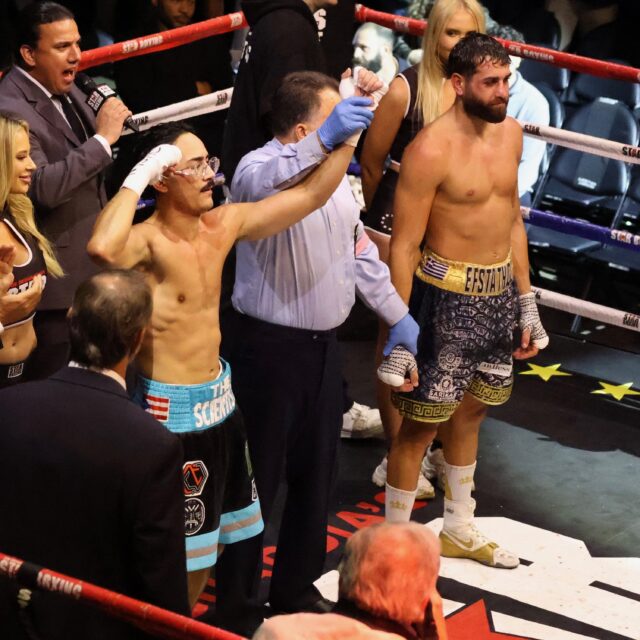 🥊🔥 THE SCIENTIST GETS IT DONE! CUADRADO REMAINS UNDEFEATED!

RAYMOND “THE SCIENTIST” CUADRADO closes out Rockin’ Fights 55 with a unanimous decision victory over Efstathios “The Greek God” Antonas in the main event at The Paramount in Huntington!

The FDNY firefighter and Ridgewood, Queens native improves to 9-0, keeping his perfect professional record intact after a hard-fought battle against the experienced Greek contender.

💥 NINE FIGHTS. NINE WINS. STILL UNDEFEATED!

What a way to cap off an incredible night of boxing on Long Island!

#StarBoxing #RockinFights55 #RaymondCuadrado #TheScientist #LongIslandBoxing